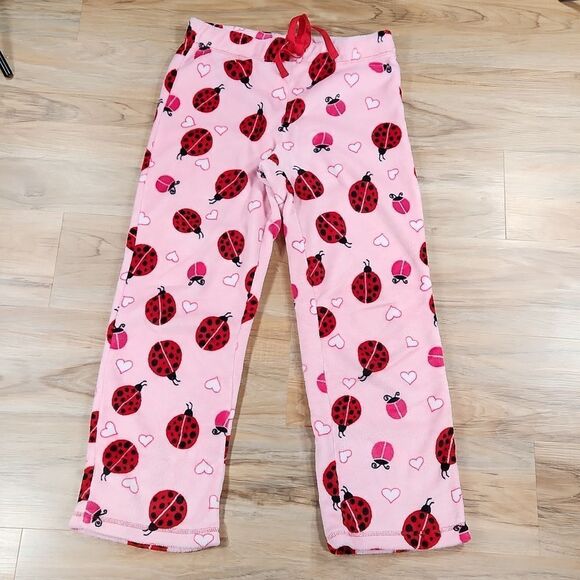 💜Secret Treasures Pink w/Red Ladybug Print Fleece Pajama Pants Medium - Picture 3 of 9